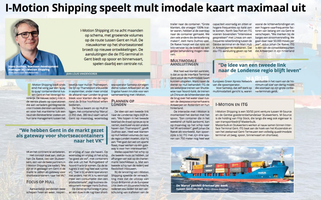 I-MOTION Shipping speelt multimodale kaart maximaal uit (Flows Magazine, 03/2019)